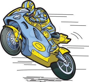 Royalty Free Clipart Image of a Motorcycle Racer