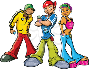 Royalty Free Clipart Image of a Group of Teens