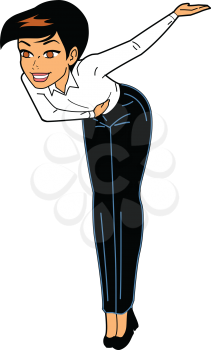 Royalty Free Clipart Image of a Woman Taking a Bow