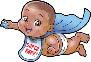 Super Baby AFRICAN AMERICAN cartoon clipart vector.ai