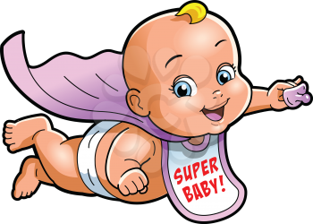 Super Baby cartoon clipart vector