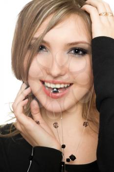 Royalty Free Photo of a Girl With a Bead in Her Mouth