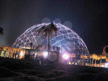Royalty Free Photo of a Metal Dome at Night