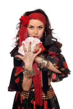 Royalty Free Photo of a Gypsy With Cards