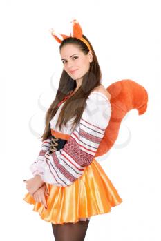 Royalty Free Photo of a Woman Dressed in a Funny Squirrel Costume