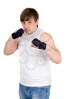 Royalty Free Photo of a Man With His Fists Raised