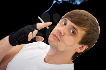 Royalty Free Photo of a Man With a Cigarette