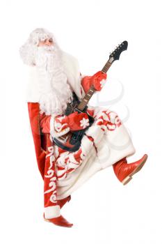 Royalty Free Photo of a Russian Christmas Character Ded Moroz (Father Frost) Playing a Broken Guitar