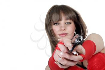 Royalty Free Photo of a Woman with a Pistol