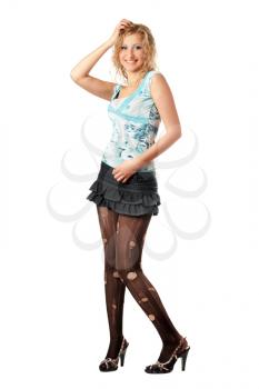 Royalty Free Photo of a Girl in Ripped Nylons