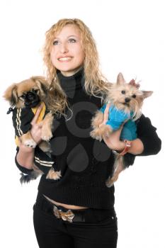 Royalty Free Photo of a Young Woman With Two Dogs