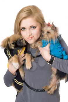 Royalty Free Photo of a Woman and Dogs