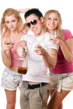Royalty Free Photo of a Three Young People Drinking