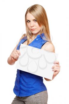 Royalty Free Photo of a Woman Holding a Sign