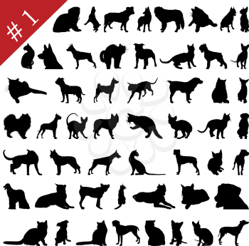 Royalty Free Clipart Image of Cat and Dog Silhouettes