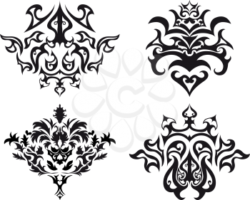Royalty Free Clipart Image of a Set of Gothic Emblems