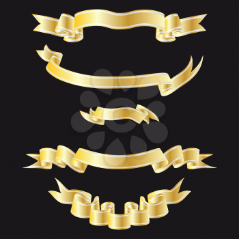 Royalty Free Clipart Image of a Set of Golden Ribbons