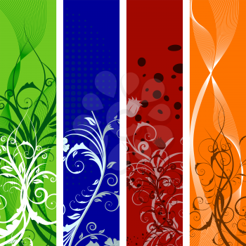 Royalty Free Clipart Image of a Set of Floral Banners