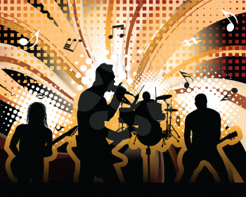 Rock group singers theme. Vector illustration for design use.