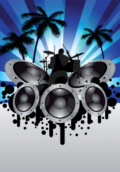 Rock group drummer. Vector illustration for design use.