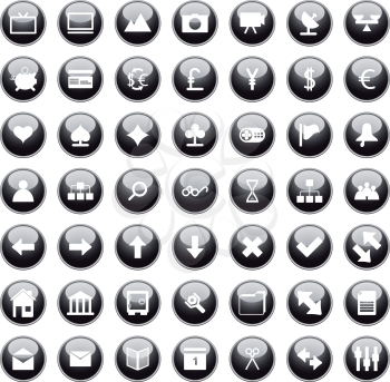 Collection of different icons for using in web design.