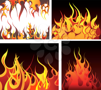 Inferno fire vector backgrounds set  for design use