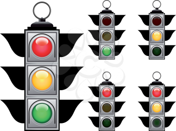Ful signals set of vector traffic lights