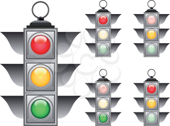 Ful signals set of vector traffic lights