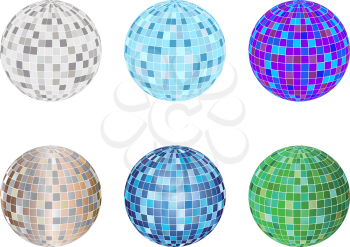 Set of disco sphere equipment in three-dimensions shape