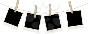 Photo frames on the rope. Vector illustration.