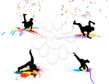 Grunge dance background set with blobs. Vector illustration.