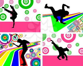 Disco dancer theme set. Vector illustration for design use.