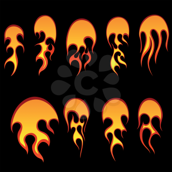 Set of different fireballs for design use