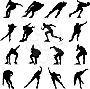 Skating man silhouette set for design use