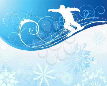 Sport background with snowboard athlete. Vector illustration with mesh.
