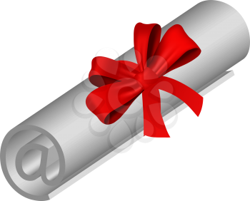 Royalty Free Clipart Image of a Certificate With a Red Ribbon