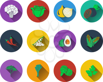 Set of vegetable icons  in flat design