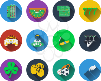 Set of gambling icons in flat design