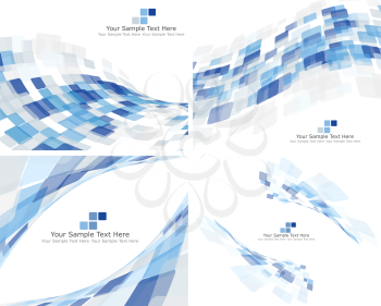 Set of 4 Checkered Abstract Backgrounds. Blue color.
