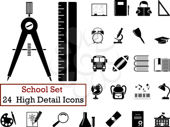 Set of 24 Education Icons in Black Color.