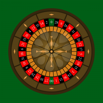 Roulette wheel icon over green background. Vector illustration.