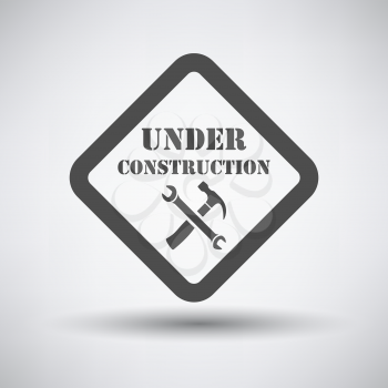 Under construction icon on gray background with round shadow. Vector illustration.