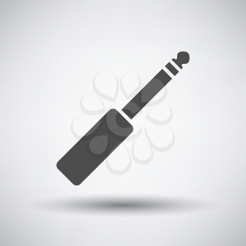 Music jack plug-in icon on gray background with round shadow. Vector illustration.