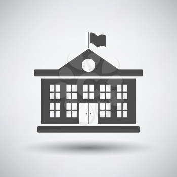 School building icon on gray background with round shadow. Vector illustration.