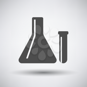 Chemical bulbs icon on gray background with round shadow. Vector illustration.
