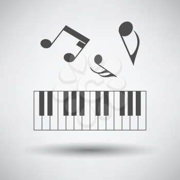Piano keyboard icon on gray background with round shadow. Vector illustration.