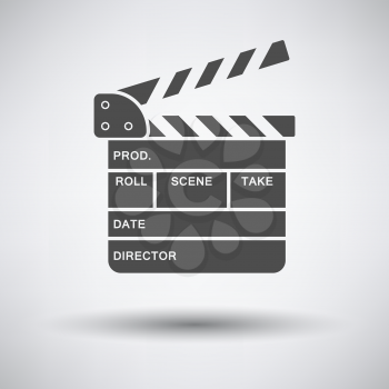 Clapperboard icon on gray background with round shadow. Vector illustration.
