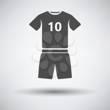 Soccer uniform icon on gray background with round shadow. Vector illustration.