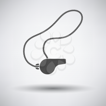 Whistle on lace icon on gray background with round shadow. Vector illustration.