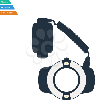 Flat design icon of portable circle macro flash in ui colors. Vector illustration.